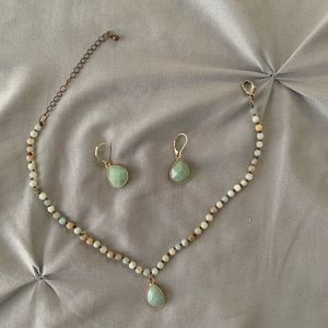 Matching green choker necklace and earrings